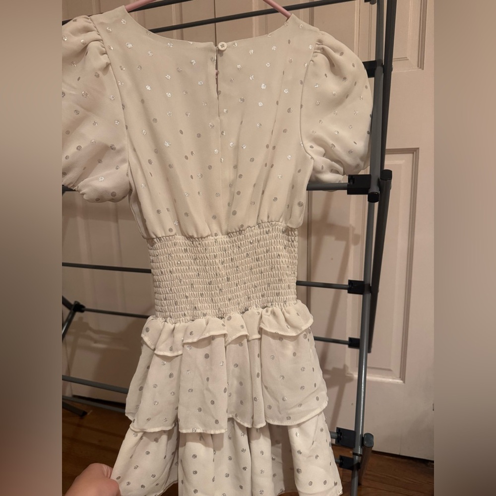 girls white and silver dress